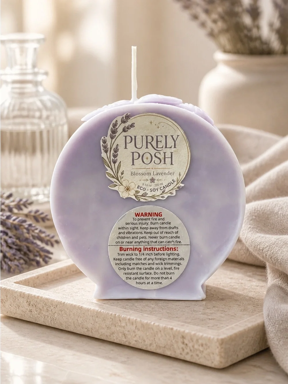 Premium Lavender Eco Soy Candle  5.45 oz Long lasting 25 hrs